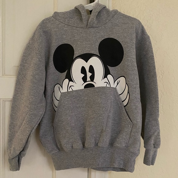Vintage 2000's Disney World Mickey Mouse Peeking Behind a Pocket Long Sleeve Hoo - Picture 1 of 5